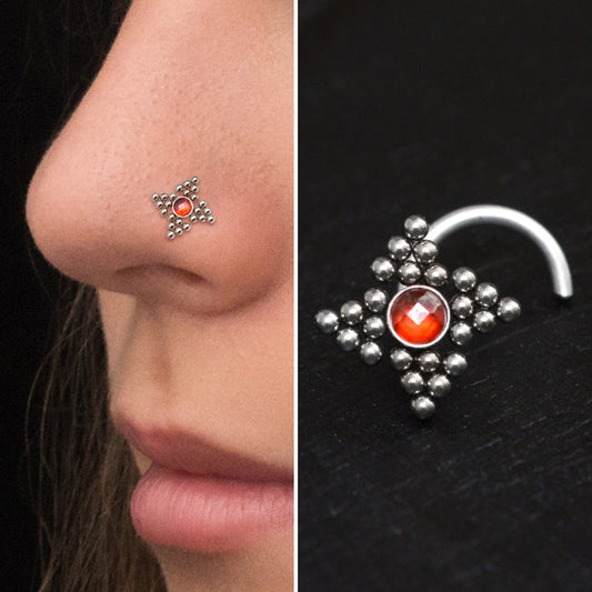 CZ Nose Stud Screw - TitaniumFashion
