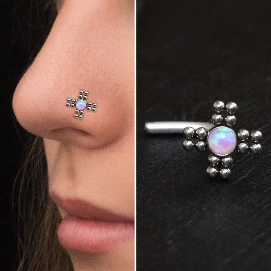 Opal Nose Stud Titanium - TitaniumFashion