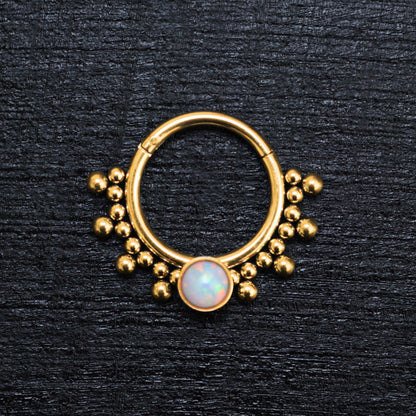 Opal Septum Ring Surgical Steel - TitaniumFashion