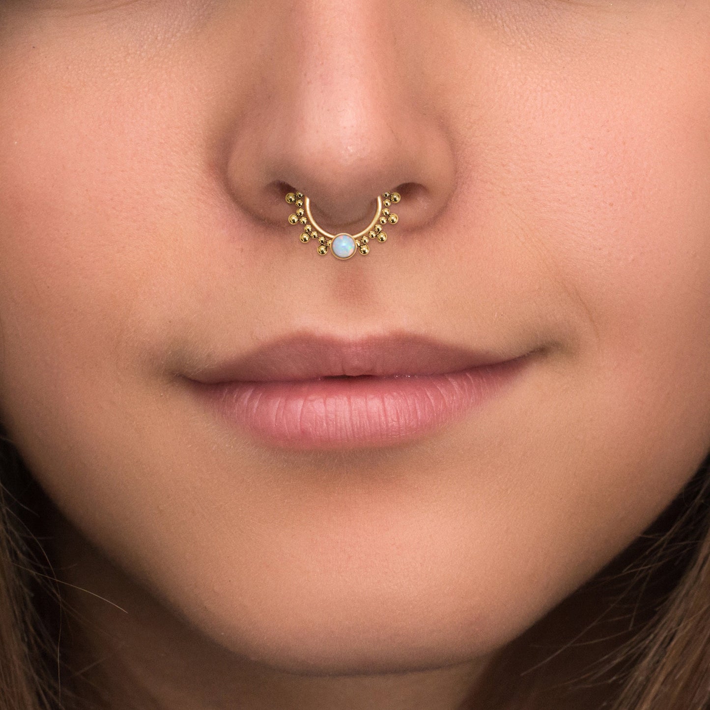 Opal Septum Ring Surgical Steel - TitaniumFashion