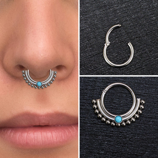 Surgical Steel Septum Ring Clicker Earring - TitaniumFashion