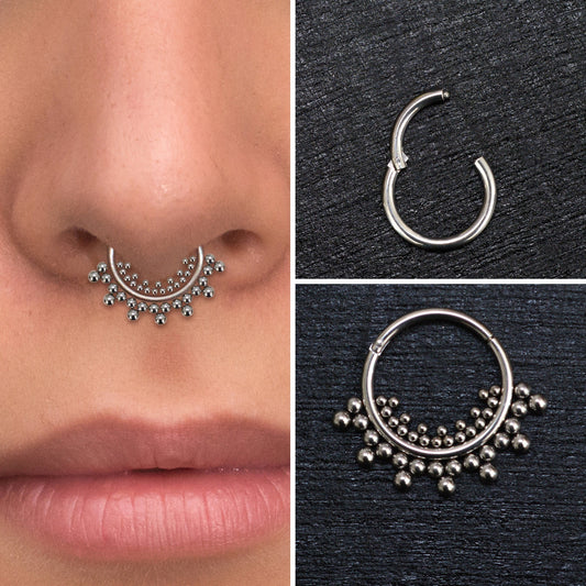 Surgical Steel Septum Ring - TitaniumFashion