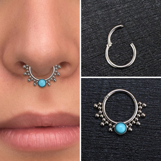 Turquoise Septum Ring Titanium Implant Grade - TitaniumFashion