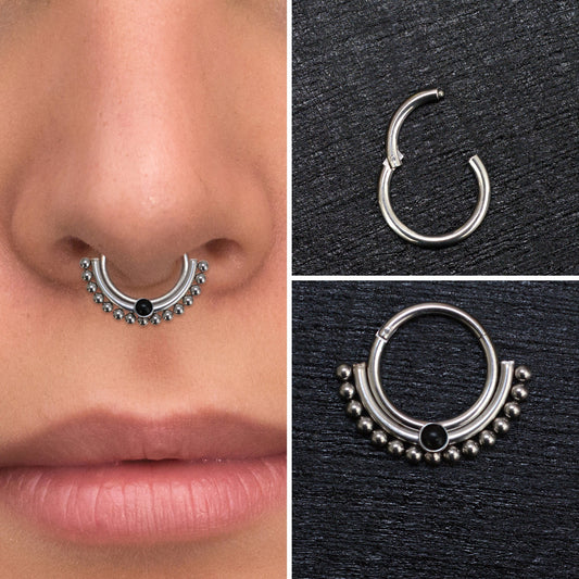 Onyx Septum Hoop Titanium Implant Grade - TitaniumFashion