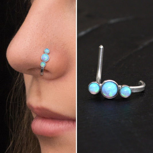 Nose Ring Stud Opal - TitaniumFashion