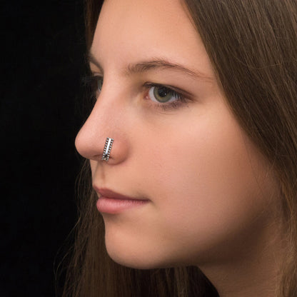 Surgical Steel Nose Hoop With Stud - TitaniumFashion