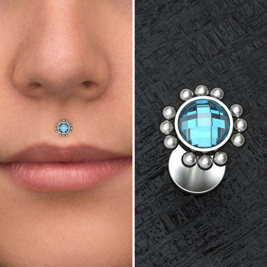 Titanium Lip Ring CZ - TitaniumFashion