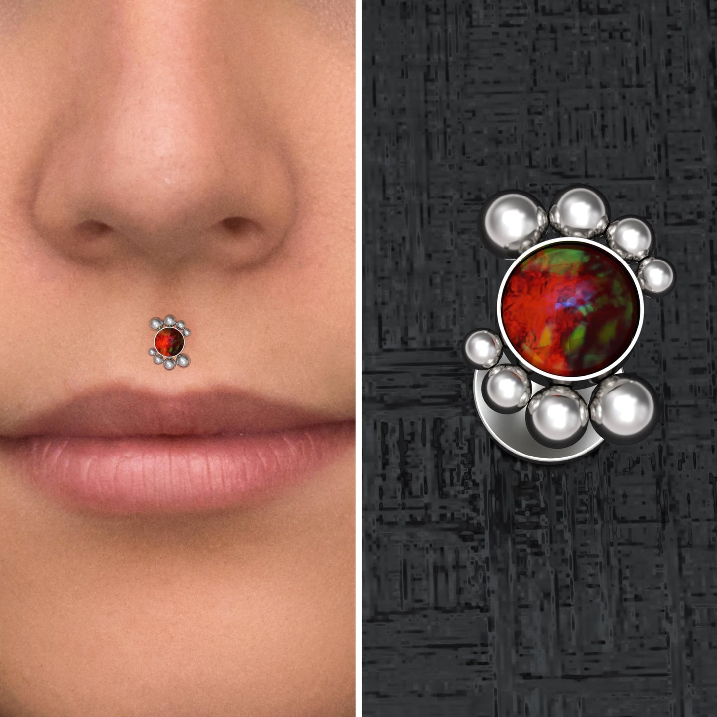 Lip Ring Opal - TitaniumFashion