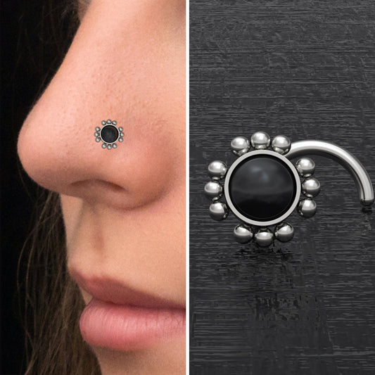 Onyx Nose Bone Stud Titanium - TitaniumFashion