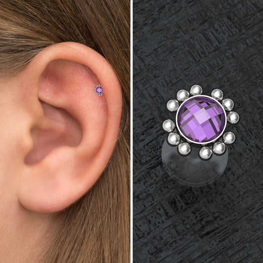 CZ Forward Helix Earring Bioflex - TitaniumFashion