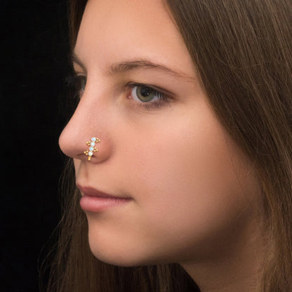 Nose Ring Stud Opal - TitaniumFashion
