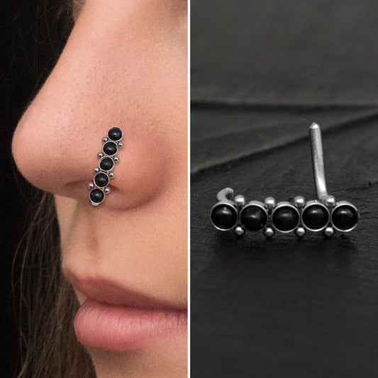 Surgical Steel Nose Hoop With Stud - TitaniumFashion