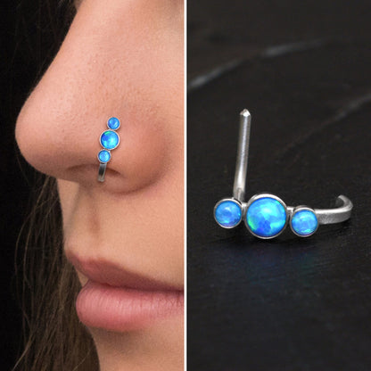 Titanium Nose Ring Stud Opal - TitaniumFashion