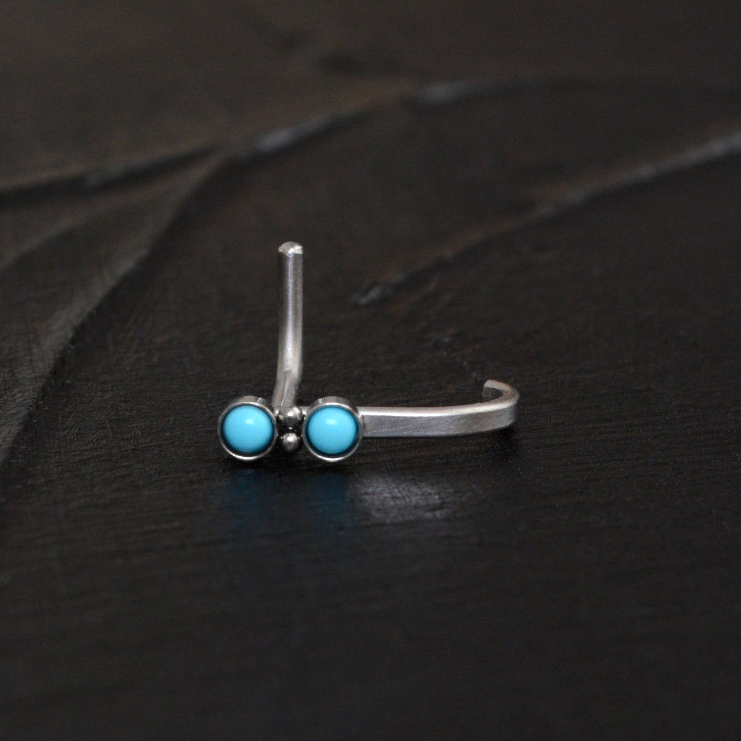 Titanium Nose Stud Ring Turquoise - TitaniumFashion