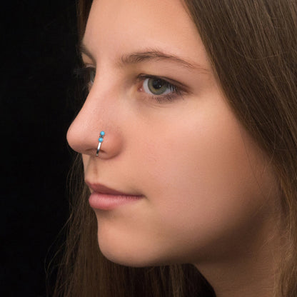 Titanium Nose Stud Ring Turquoise - TitaniumFashion