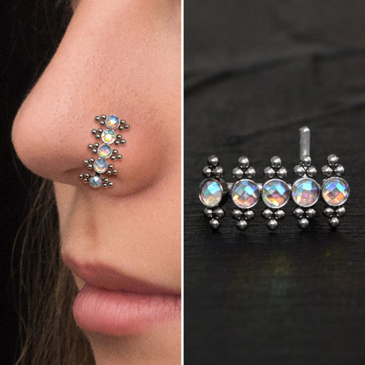 Titanium Nose Ring Stud CZ - TitaniumFashion