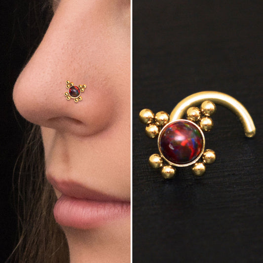 Opal Nose Stud Ring Surgical Steel - TitaniumFashion