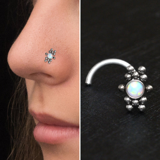 Opal Nose Stud Screw - TitaniumFashion