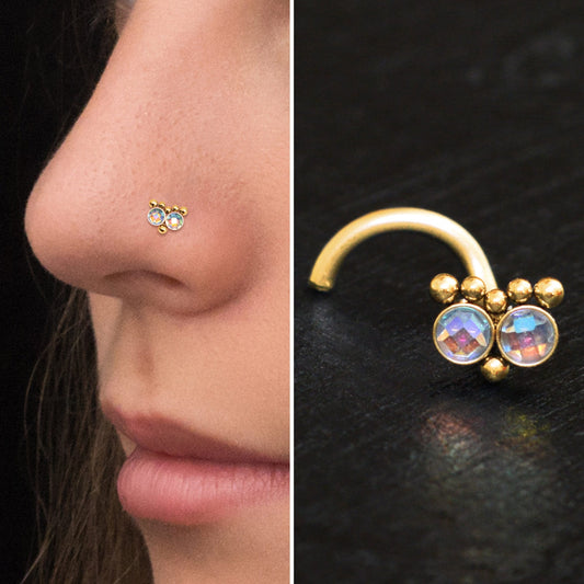 CZ Nose Stud Ring Surgical Steel - TitaniumFashion