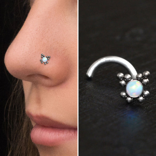 Opal Nose Stud Titanium - TitaniumFashion