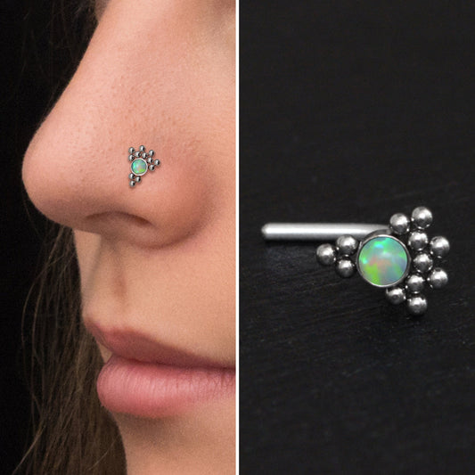 Opal Nose Stud Ring Titanium - TitaniumFashion