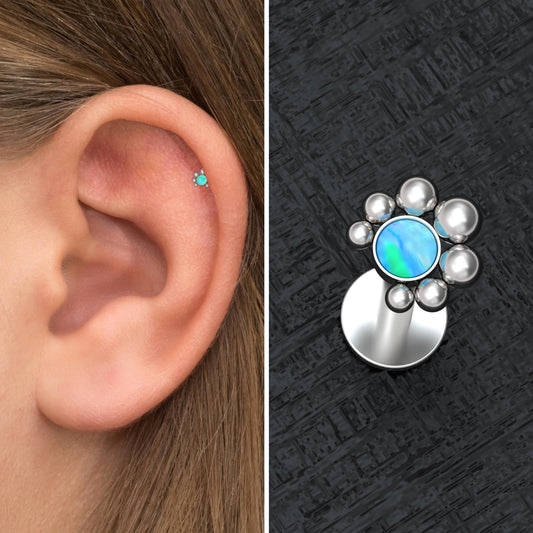 Opal Cartilage Piercing Surgical Steel - TitaniumFashion