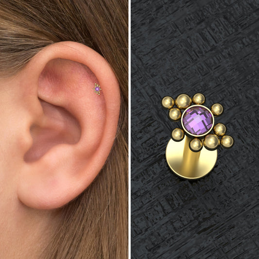 CZ Tragus Stud Surgical Steel - TitaniumFashion