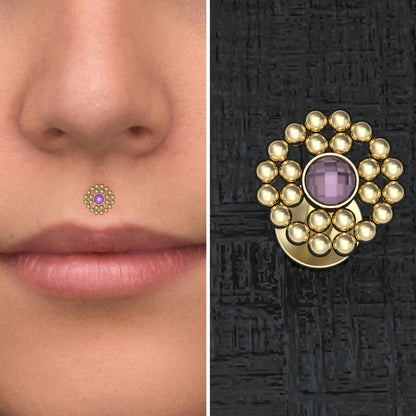 Lip Ring CZ - TitaniumFashion