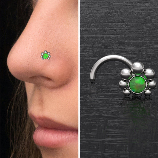 Opal Nose Stud Screw - TitaniumFashion