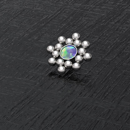Surgical Steel Dermal Piercing Opal - TitaniumFashion