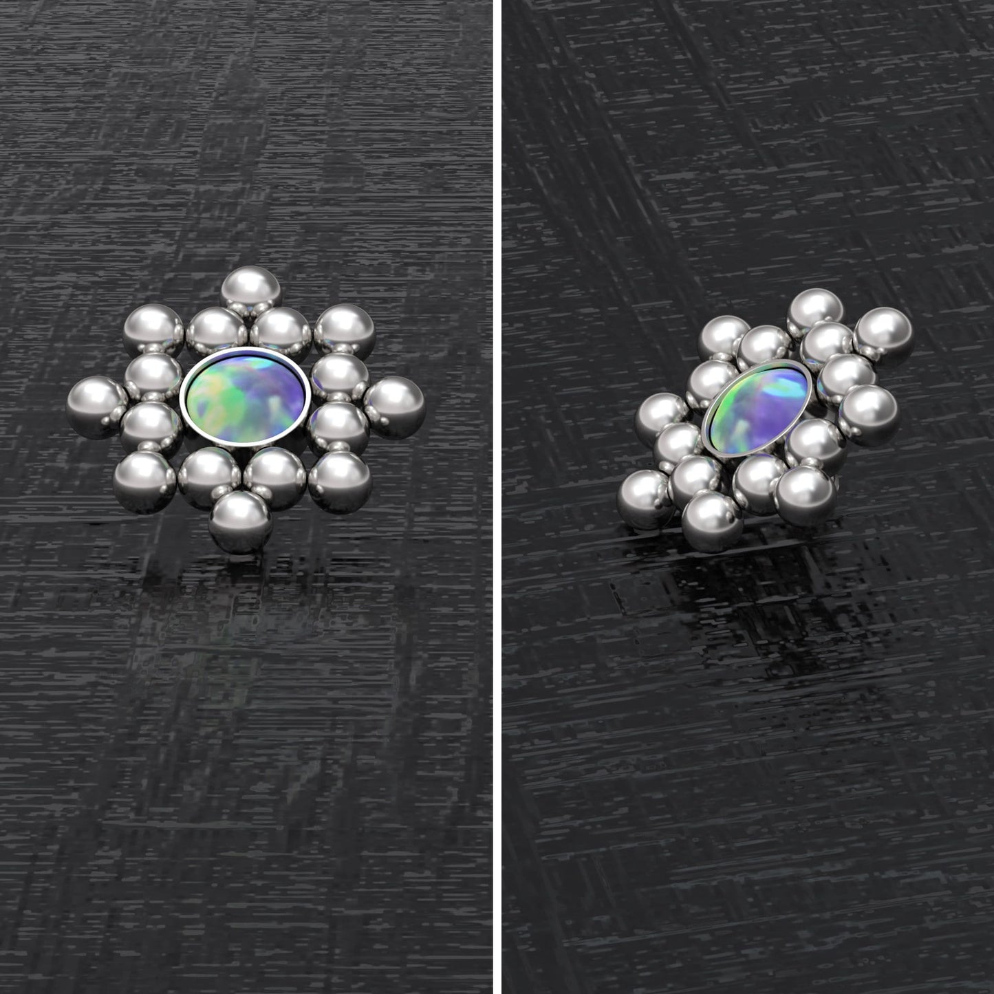 Surgical Steel Dermal Piercing Opal - TitaniumFashion