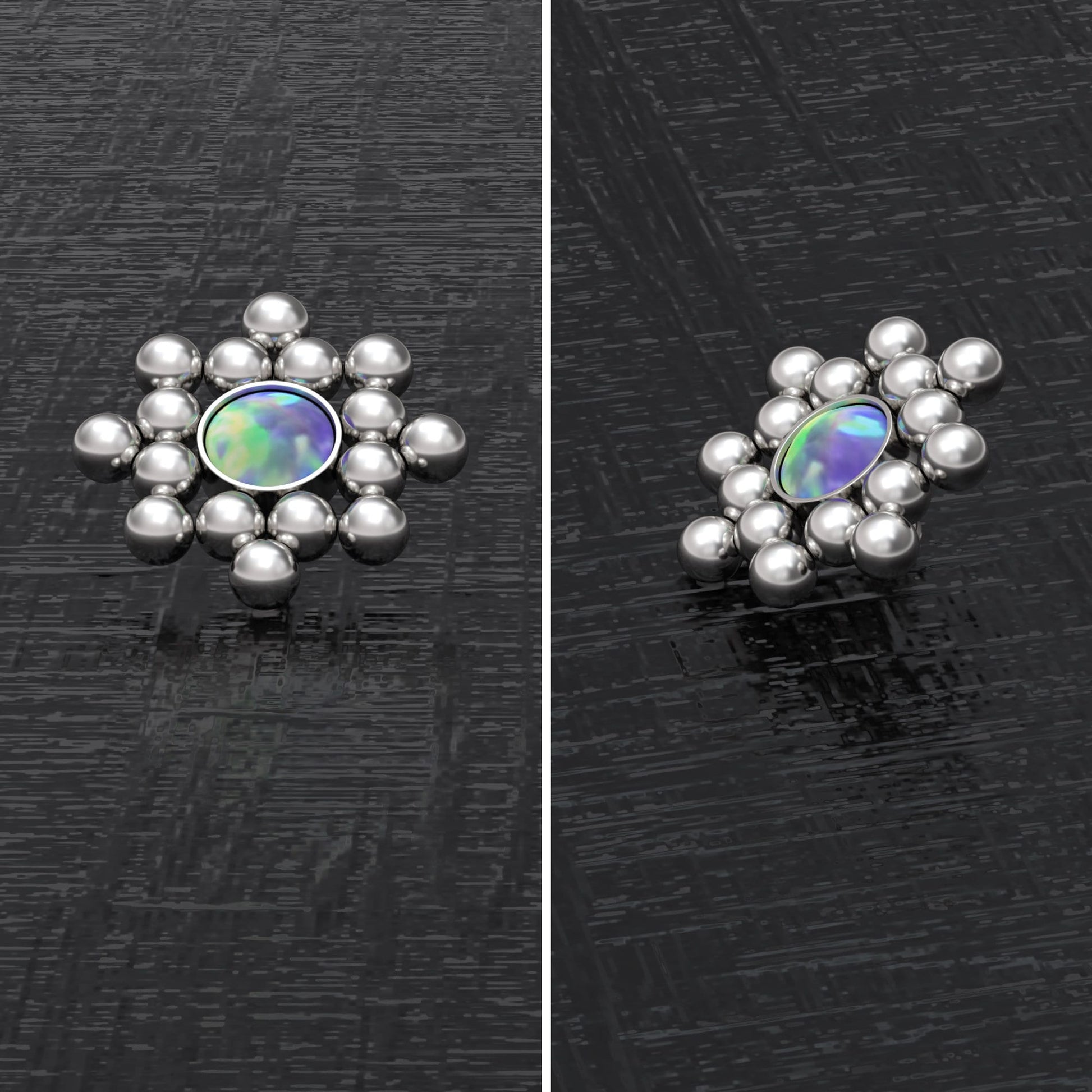 Surgical Steel Dermal Piercing Opal - TitaniumFashion