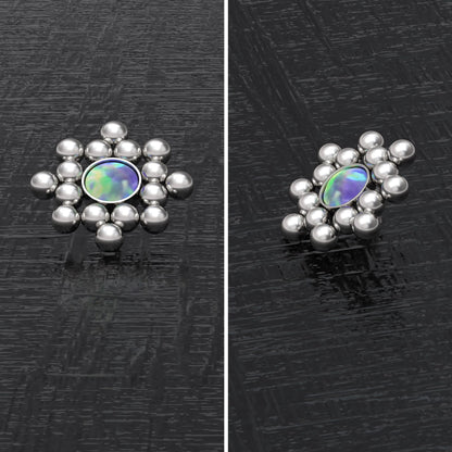 Surgical Steel Dermal Piercing Opal - TitaniumFashion