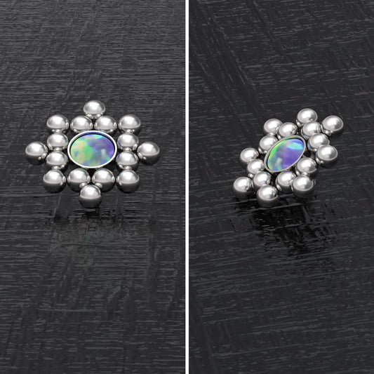 Surgical Steel Dermal Piercing Opal - TitaniumFashion