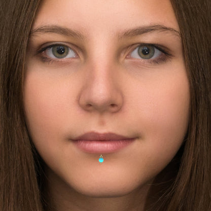 Surgical Steel Lip Ring Turquoise - TitaniumFashion