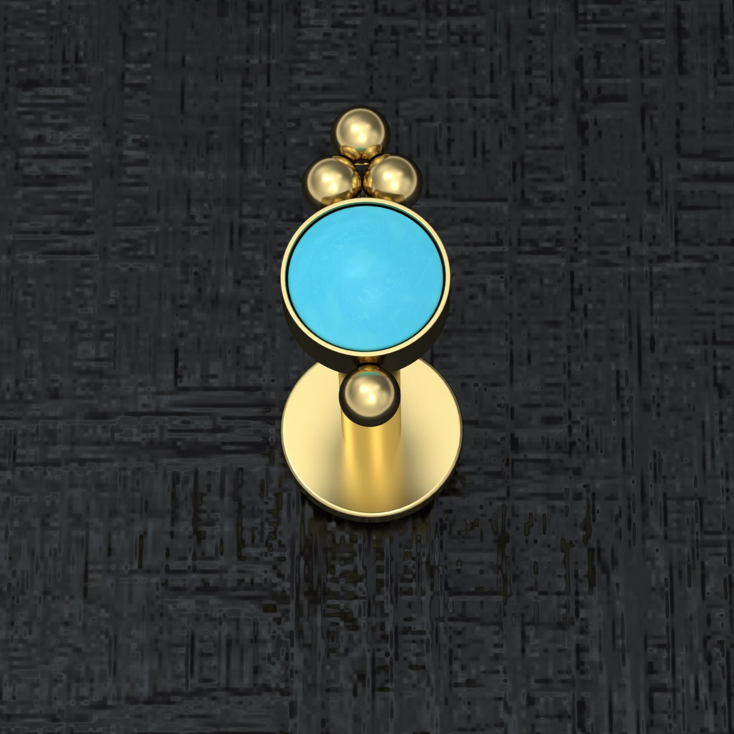 Surgical Steel Lip Ring Turquoise - TitaniumFashion