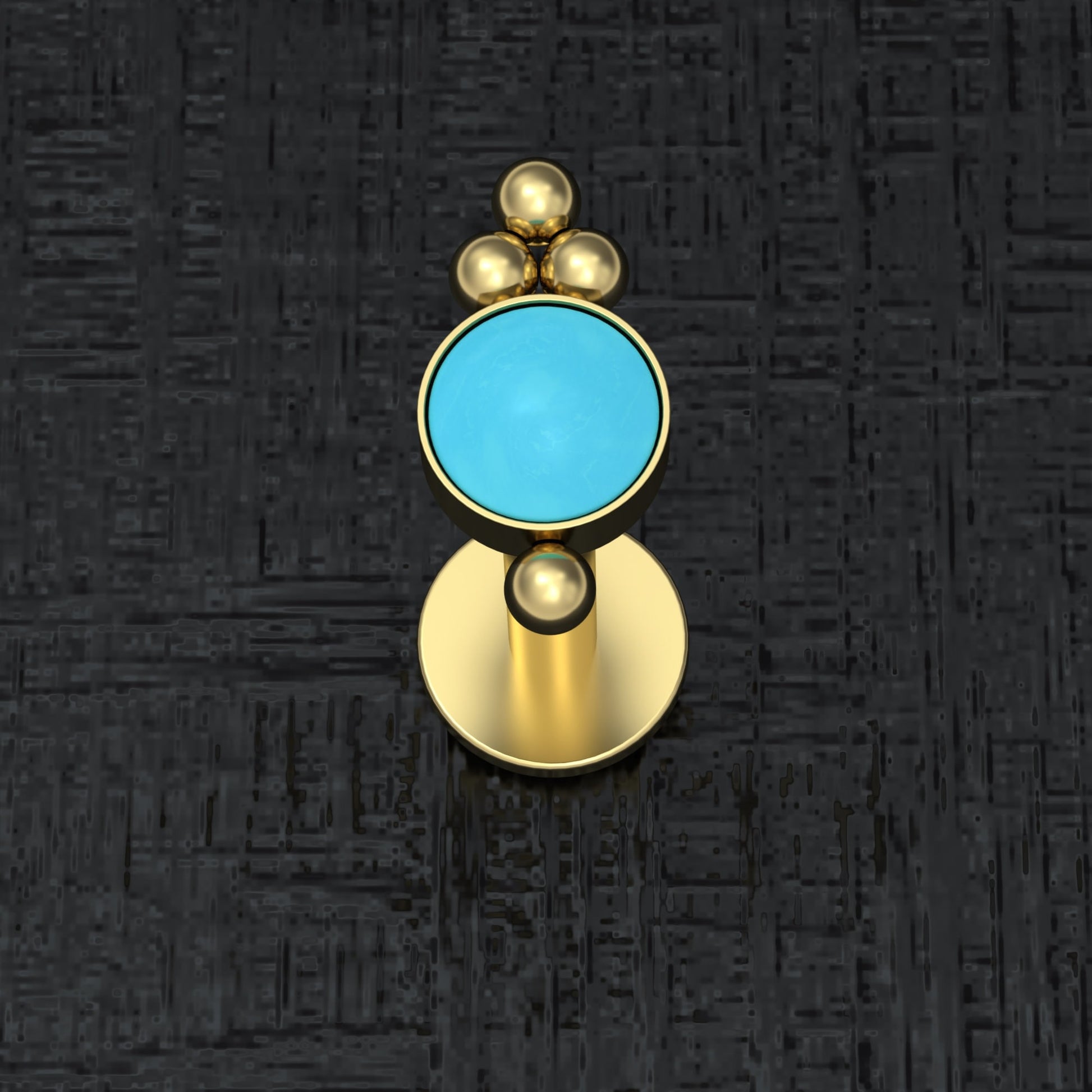 Surgical Steel Lip Ring Turquoise - TitaniumFashion