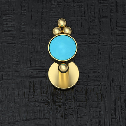 Surgical Steel Lip Ring Turquoise - TitaniumFashion