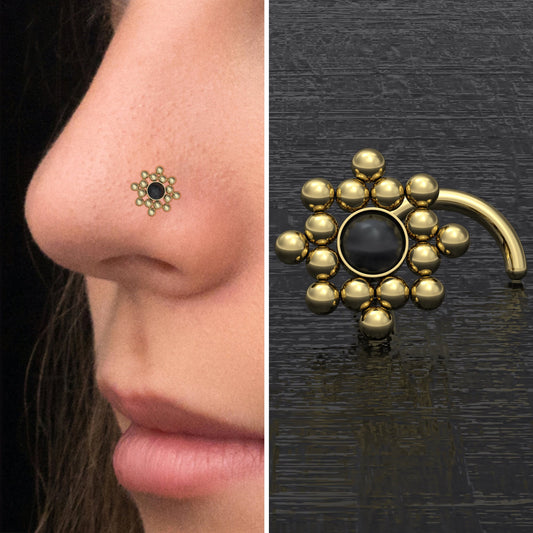 Surgical Steel Nose Screw Stud Onyx - TitaniumFashion