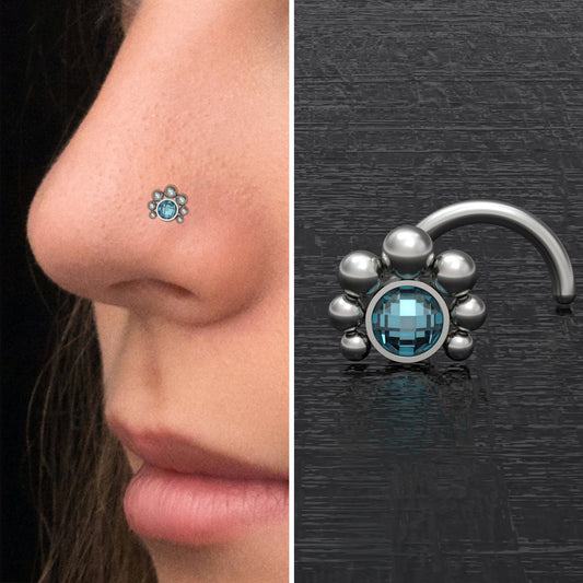 CZ Nose Stud Titanium - TitaniumFashion
