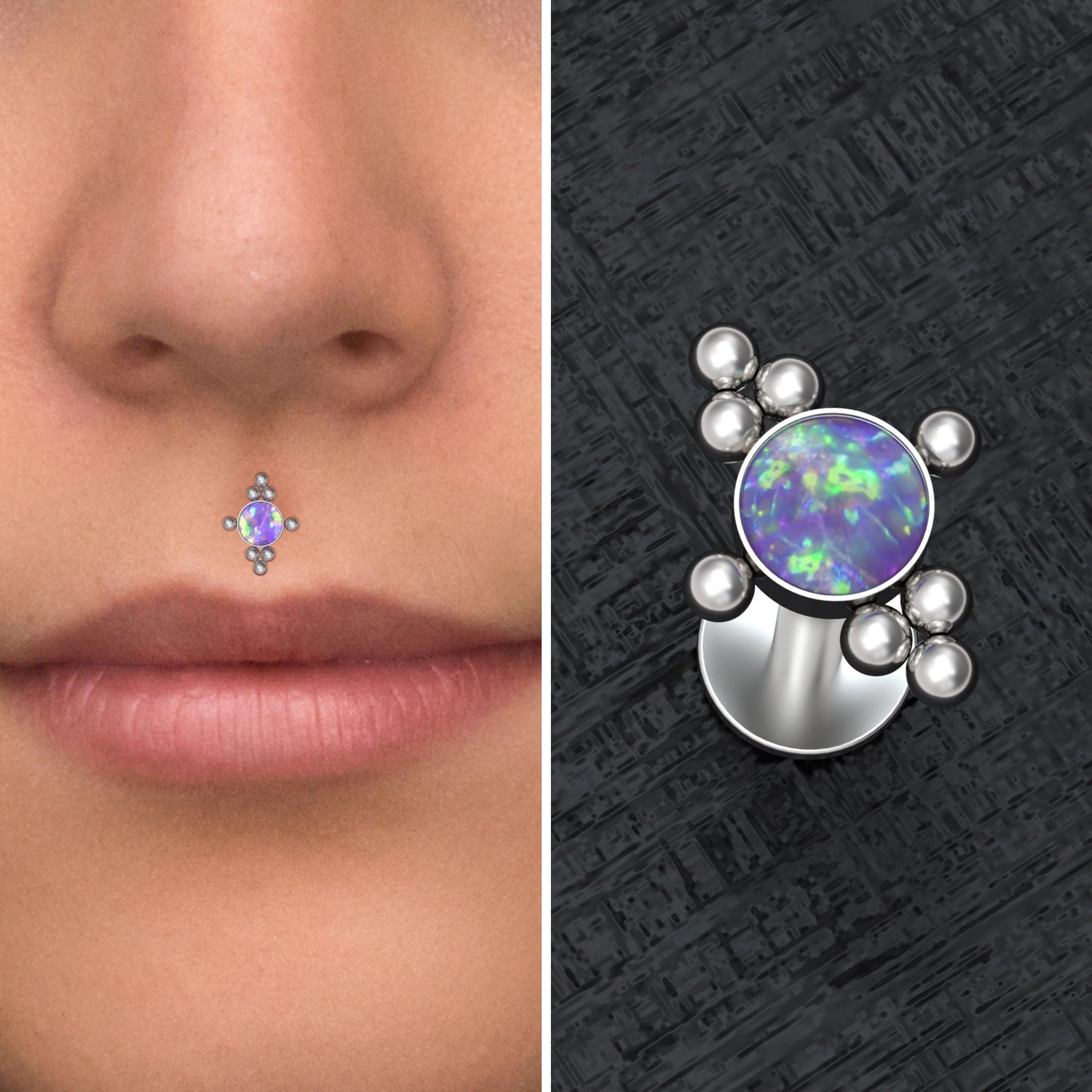 Lip Ring Opal - TitaniumFashion