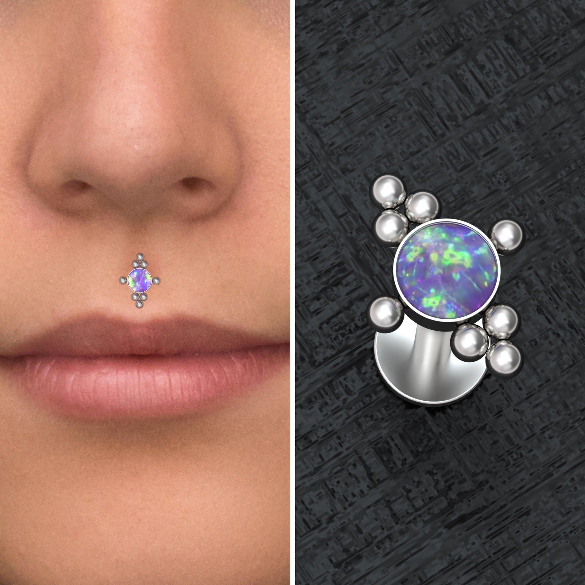 Lip Ring Opal - TitaniumFashion