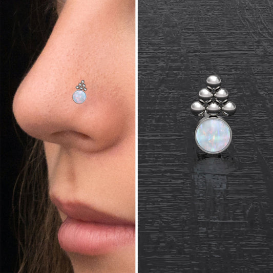 Opal Nose Stud Screw - TitaniumFashion