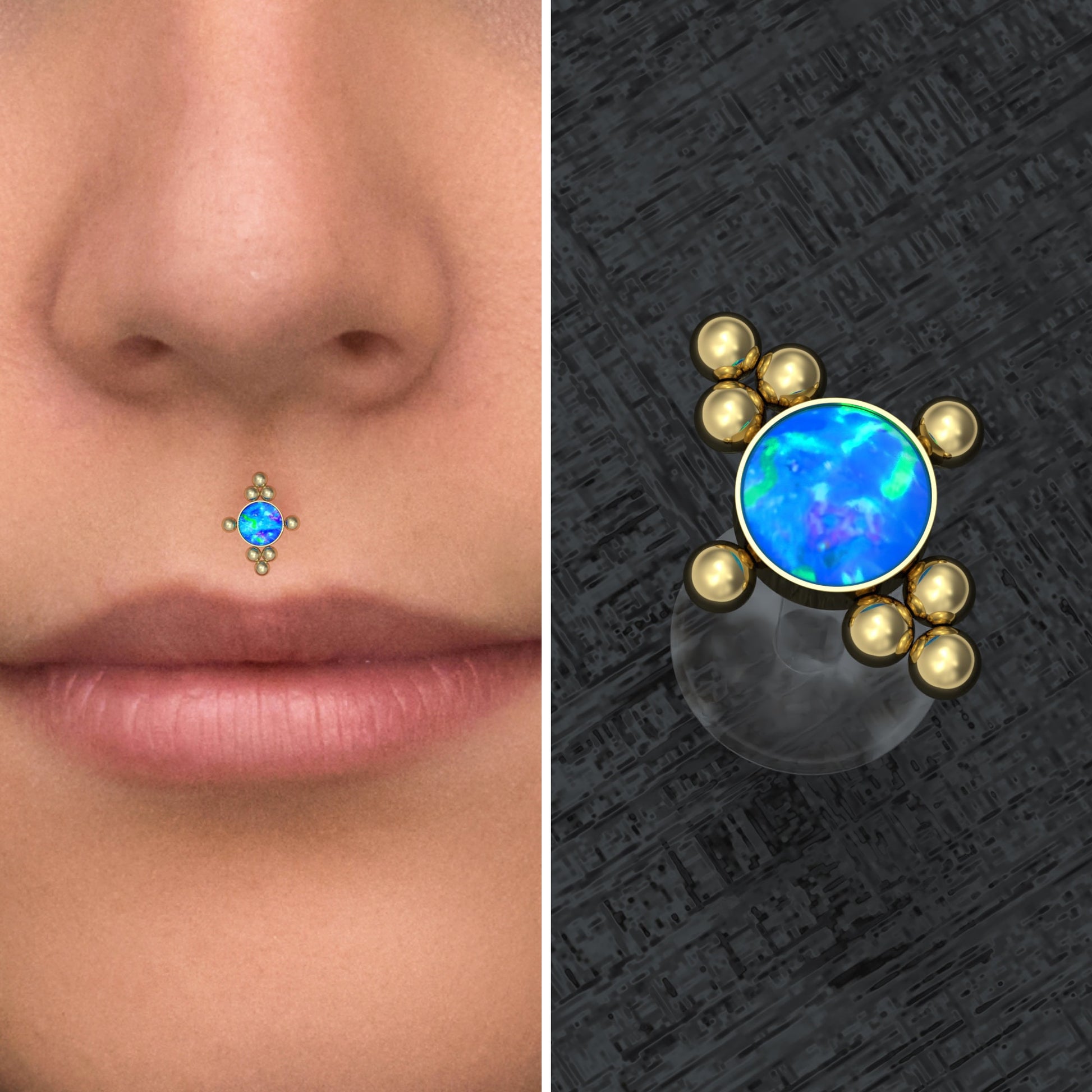 Opal Lip Piercing Bioflex - TitaniumFashion