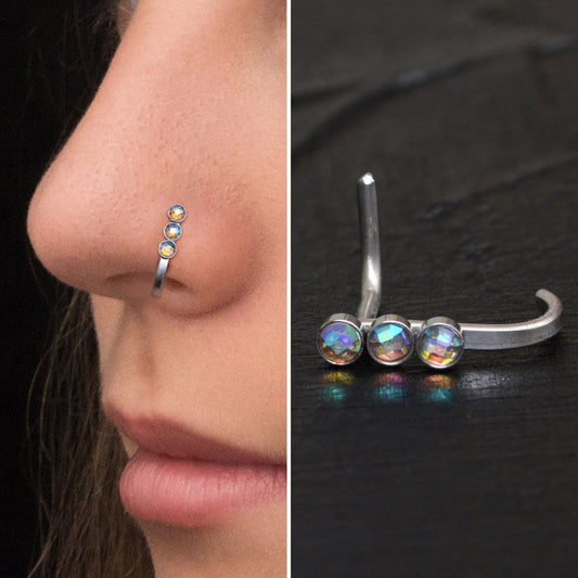 Surgical Steel Nose Hoop With Stud - TitaniumFashion