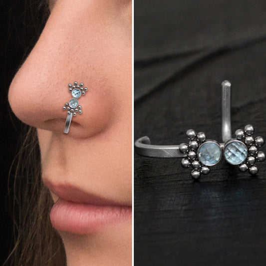 Surgical Steel Nose Stud Ring CZ - TitaniumFashion