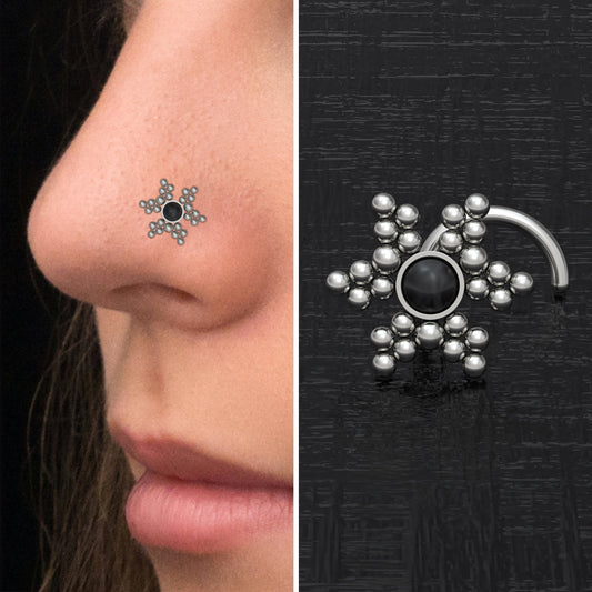Titanium Nose Screw Stud Onyx - TitaniumFashion