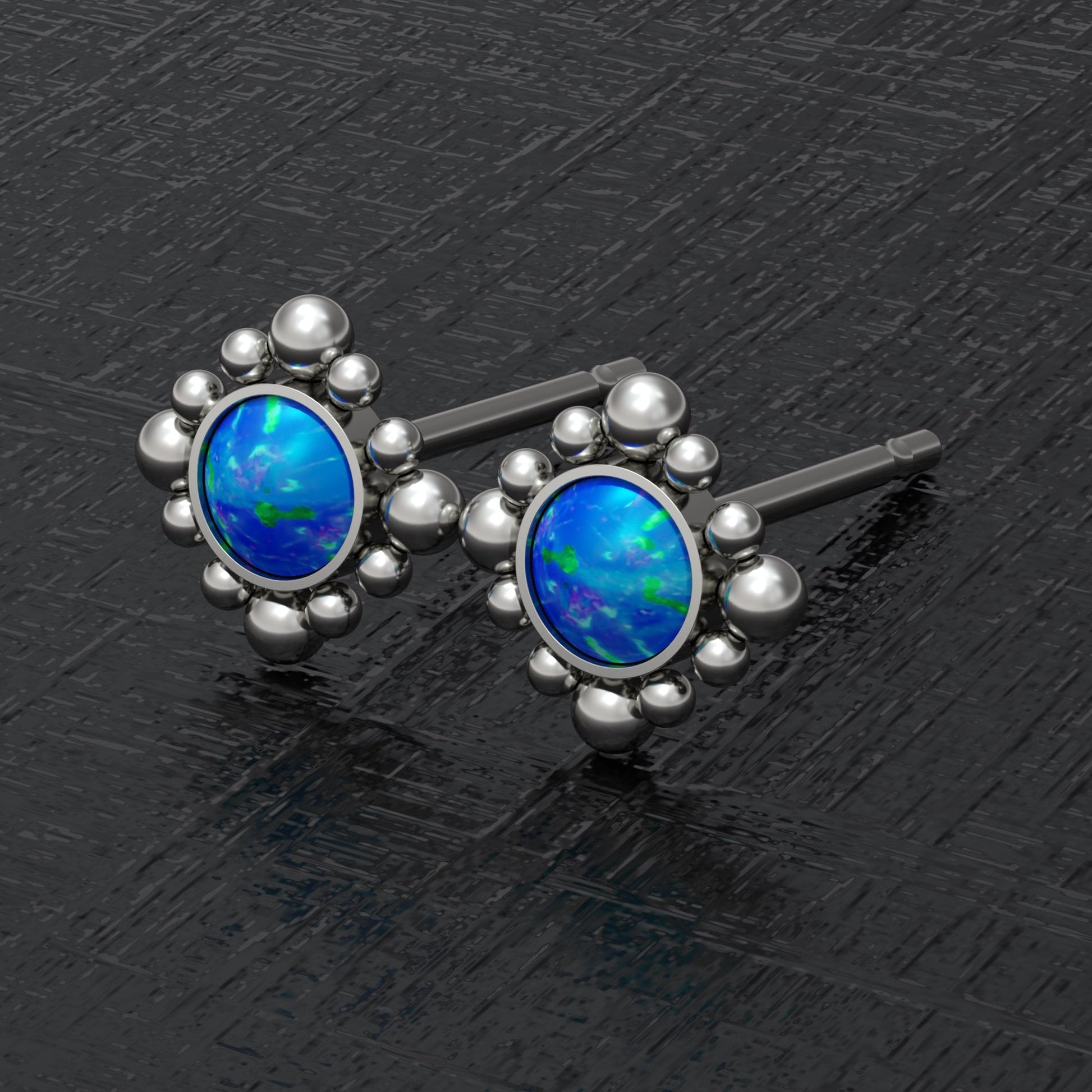 Stud Earrings Opal - TitaniumFashion