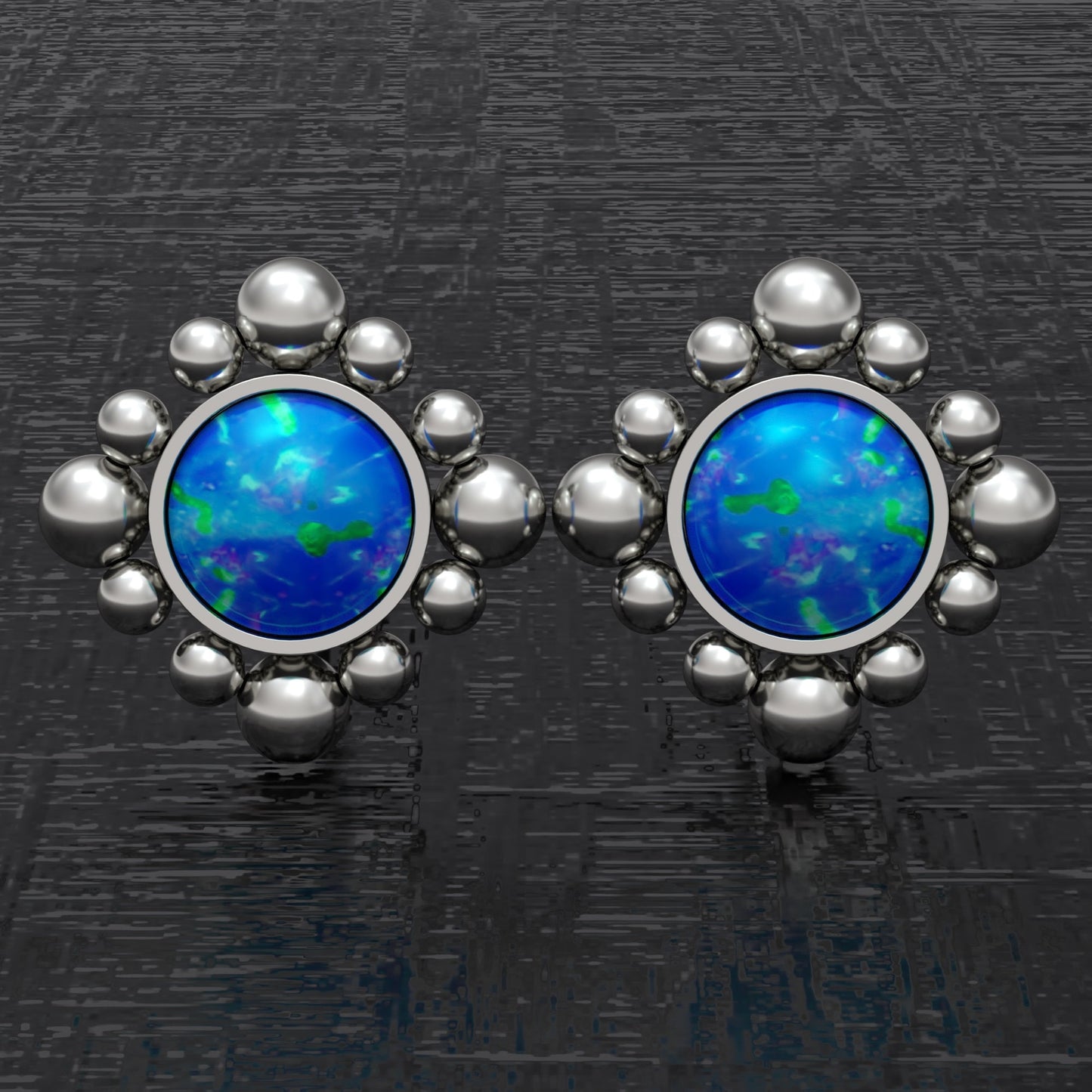 Stud Earrings Opal - TitaniumFashion