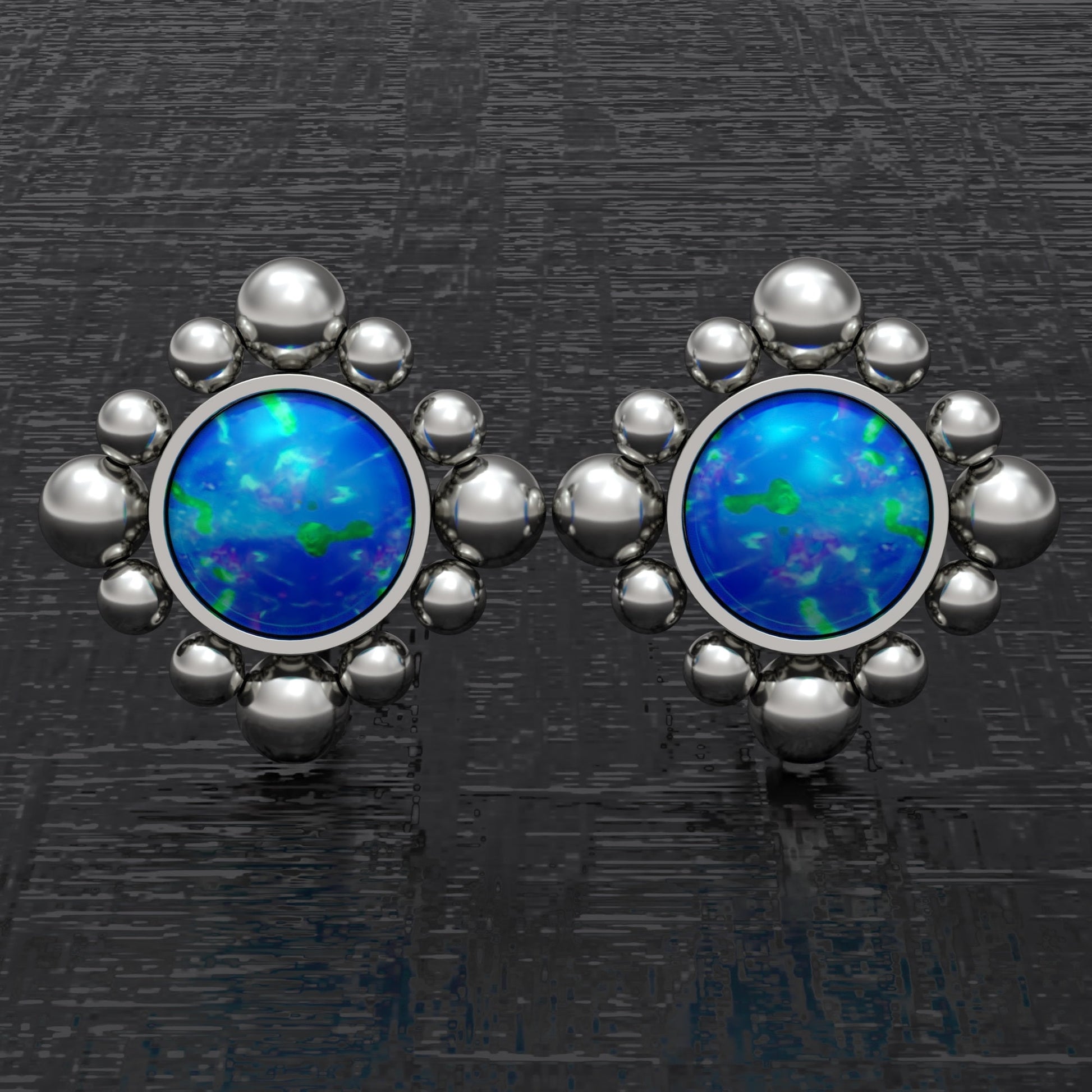 Stud Earrings Opal - TitaniumFashion